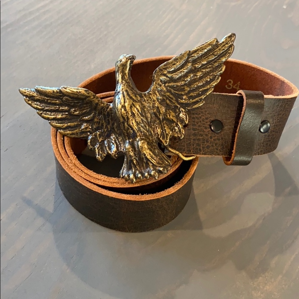 Eagle bronze buckle/leather belt!  Brand new!